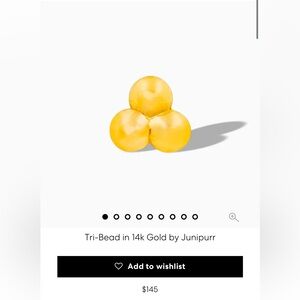 Junipurr Tri-Bead Earring in 14k Gold (Single)